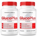 (2 Pack) GlucoPlus Pills- Premium Gluco Plus Formula to Support Stable Levels, Healthy Circulation and Overall Balance, Just Take 2 Capsules Daily, Gluco + All-Natural Ingredients (120 Capsules)