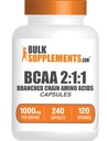 BulkSupplements.com BCAA 2:1:1 Capsules - Branched Chain Amino Acids, BCAA Supplements, BCAA Capsules, BCAA Pills - Gluten Free, 240 Capsules (Pack of 1)