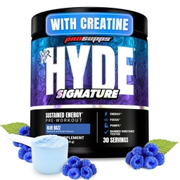 ProSupps Mr Hyde Signature Pre Workout Powder with Creatine, Beta Alanine & Cafeine - Performance, Energy & Endurance - Clean Fitness & Gym Supplements for Men & Women (Blue Razz, 30 Servings)