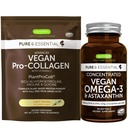 Vegan Vanilla Collageen Proteïne Poeder & Vegan Omega-3 Bundle, Complete Collageen Boosting Formula & Sustainable Algen Oil 1340mg, by Igennus