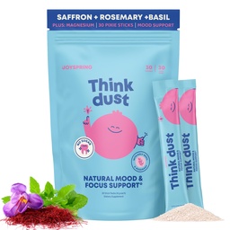 JoySpring Think Dust Kids Magnesium Saffron Supplement, Calming Magnesium for Kids Herbal Supplement Stick Packs with L-Theanine, Rosemary Extract, Sugar Free Lemonade,30 Servings Ages 4+