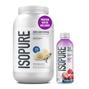 Isopure Zero Carb 100% Pure Whey Isolate Vanilla Protein Powder 3 Lbs + 1 Bottle of Clear Protein Water with Electrolytes, 15g Whey Protein Isolate, Zero Sugar, Mixed Berry, 20 fl oz Bottle