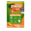 Zyrtec Children's 24 Hour Dissolving Allergy Relief Tablets with 10 mg Cetirizine Hydrochloride Antihistamine, Dissolvable Allergy Medicine for Kids Ages 6 Years+, Citrus Flavor, 24 ct