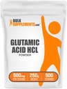 BulkSupplements.com L-Glutamic Acid HCl Powder - Amino Acid Supplement, Glutamate Supplement - for Gut Health, Glulten Free, 500mg per Serving, 250g (8.8 oz) (Pack of 1)