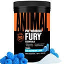 Fury animal - Supplément de poudre pré-entraînement pour l'énergie et le focus - 5g BCAA, 350mg Oxyde nitrique de caféine sans créatine - Stimulant puissant pour les culturistes - Blue Raspberry