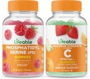 Levensbaar Fosfatidylserine (PS) + Vitamine C 1050mg, Gummies Bundle - Grote Proeverij, Vitamine Supplement, Glutenvrij, GGO-vrij, Kauwgom