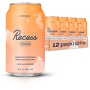 Recess Mood Magnesium & Adaptogen Drink, Relaxatie Drank, 12 ounce (Peach Ginger, 12 pack)