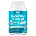 ZEBORA Magnesium Glycinate 500mg, High Absorption Magnesium Supplement with Vitamins B6 & D3, Chelated Magnesium Glycinate Capsules for Muscle, Heart, Calm & Immune Health, Non-Buffered, 120 Capsules