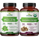 Complete Respiratory Lung Health Support Bundle | USDA Organic Marshmallow Root Capsules Plus Super Concentrated Mullein Leaf Extract | Non-GMO Vegan & ISO Lab Tested