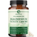 Magnesium Taurate 1900MG | Heart Health and Relaxation Support | 150MG Elemental Magnesium Per Serving | High Absorption Mag Taurate with Vitamin B6 + Black Pepper | Non-GMO | 60 Ct (1 Month Supply)