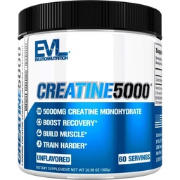 Evlutie Voeding Creatine 5000 - Ondersteunt snellere herstel, Lean Spiergroei en prestaties - Pre & post workout poeder - 5000 mg Pure Creatine Monohydraat per portie - 60 porties - Unflavored