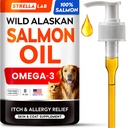 StrellaLab Wild Alaskan Salmon Oil for Dogs - Natural Omega 3 for Dogs & Cats, Itch & Allergy Relief, Skin & Coat Support - Fish Oil Liquid, EPA+DHA Fatty Acids for Hip&Joint, Immune&Heart Health 8 Oz