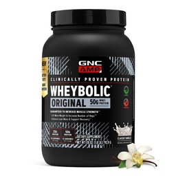 GNC AMP New Wheybolic- Clinically Studied Whey Protein Powder for Workouts & Active Lifestyles- High Leucine Content- Smooth Mixing Drink Mix for Fitness Shakes- Classic Vanilla - 28 Oz (13 Servings)