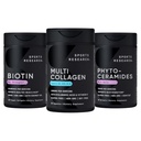 Sportonderzoek Vegan Biotin 10.000mcg met Kokosolie, Multi Collageen Pillen (Type I, II, III, V, X) Gehydrolyseerde Collageen Peptiden met Hyaluronzuur + Vitamine C & Phytoceramiden 350mg per Softgel