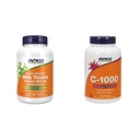 NOW Supplements, Silymarin Milk Thistle Extract 300 mg with Artichoke and Dandelion & Supplements, Vitamin C-1,000 with Rose HIPS, Sustained Release, Antioxidant Protection*
