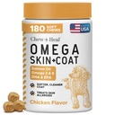 Zalmolie voor honden - 180 Zachte Kauw Omega Treats voor huid en jas - Visolie Blend van essentiële vetzuren, Omega 3 en 6, Vitaminen, Antioxidanten en Mineralen - Made in USA