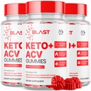 (3 Pack) Blast Keto ACV Gummies, Blast ACV Keto Gummys Advanced 1000MG Kauwbare Vitamine Supplement - Alle natuurlijke ACV formule voor energie en fitness Max Strength Formula met vitamine B12 (180 Gummies)