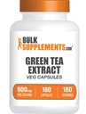 BulkSupplements.com Groene thee Extract Capsules - Groene theesupplement, Groene thee Extract 500mg, Groene thee pillen - Vegan & Glutenvrij, 1 capsule per portie, 180 Veg Capsules (verpakking van 1)