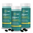 Iwi Omega-3 Essential, 90 Softgels (90 Servings), Plant Based Algen Omega 3 met EPA + DHA, Hersenen, Hart en Immune Ondersteuning Dieetsupplement, Krill & Visolie Alternatief, Geen Fishy Aftersmaak
