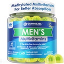 Heren Multivitaminen Gummies, Gemethyleerde Multivitamine voor mannen, B Complex, Mineralen, Vegan Omega 3, Probiotica, Enzyme, Antioxidanten voor mannen Complete Dagelijkse Ondersteuning, Suikervrij, Veganistisch (geen ijzer) 60 Tellingen