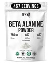 WHYZ Beta Alanine Poudre Pure Beta Alanine Supplément pré-entraînement pour l'énergie durable pour les hommes et les femmes, Supplément Alanine pour l'endurance, 467 portions, 350g (12,3 lb)