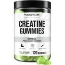 Ge Jacked Factory Suiker Gratis Creatine Gummies - 5g Dagelijkse dosis (1,25g per Gummy) - Createine Gummy Sugar Gratis voor mannen en vrouwen, Veganistisch-vriendelijk, Derde-partij Getest - 120 Gummies, Green Apple