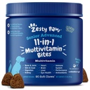 Zesty Paws Senior Honden Multivitamine Treats - Glucosamine voor honden + spijsverteringsenzymen en probiotica - Grain Free Hond Vitaminen en Supplementen voor de huid & Coat + Immune Health Chicken - Geavanceerd - 90ct