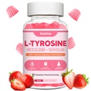 L Gommies de Tyrosine, supplément de L-Tyrosine, 10-en-1 Gommies de Tyrosine avec vitamine B6 D3, supplément de Tyrosine support cognitif, mémoire, énergie, humeur pour les adultes et les enfants, goût de fraise, 60 Ct