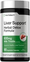 Horbäach Liver Support | 600 mg Milk Thistle | 90 Vegetarian Capsules | Herbal Detox Formula | Non-GMO, Gluten Free