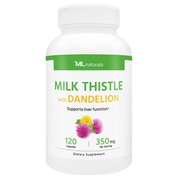 ML Naturals Melkdistel & Dandelion Extract 250mg Melkdistel, 100mg Paardenbloemwortel (Per portie) 120 Capsules