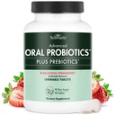 Supplément de probiotiques oraux avec prébiotiques - Soutient la santé des dents Gums Bouche et la respiration fraîche sans odorat pour les adultes - Probiotique dentaire à croquer aromatisé aux fraises (90 comprimés, 90 jours d'approvisionnement)