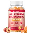 Supplément de sélénium pour Gommies de soutien thyroïde 200mcg comme booster d'énergie pour les femmes et les hommes, Peach Flavor (60 comte(paquet de 1))