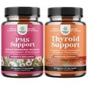 Bundel van PMS Ondersteuning met DIM Chasteberr, Black Cohosh Ashwagandha voor Periode Krampen Menopauze Mood Swing en Thyroid Ondersteuning met L Tyrosine Bladderwrack Selenium & Ashwagandha voor Hormone Balance