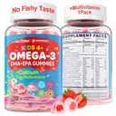 Nextdia Omega 3 (EPA/DHA) Gevulde Gummies voor kinderen Tiener met Multivitamine, Calcium + D3 + K2 + Zink, Plus Vitamine A B1 B2 B12 C, Selenium, Jodium voor Hersenen, Oog, Bot, Energie, Geen Vis Smaak, Suikervrij
