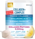 Marine Collageen Powder Supplement - Type I Gehydrolyseerde Marine Collageen Peptiden, Biotine, Hyaluronzuur, Vitamine C, Vital Antioxidanten Complex - Huidsupplementen voor vrouwen - Roze Limonade, 9.7oz