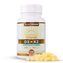 Vitamine D3 K2 Supplement Softgels, Vitamine D3 5000 IE & Vitamine K2 MK7 200 mcg, Bone & Teeth Support, Eenvoudig doorslikken - 120 Tellingen