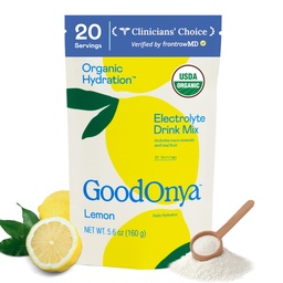 GOODONYA Biologische Hydration Electrolyte Drink Mix, Certified Organic Hydration Powder, Non-GMO, Biochecked Glyfosate Free, Lage Suiker, Limonade smaak, Geen kunstmatige smaken, 20 Servers