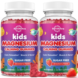 2 Pack Magnesium Gummies for Kids - Magnesium Glycinate Gummies with L-Theanine, Kamille, Licorice, Vitamine B6, D for Kids & Adults Sleep, Muscle Relief & Nerve Bone - Aardbei 120ct