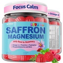 Saffron + Magnesium Glycinate+ Omega-3 - Calm Focus Gummies for Kids 4+, Saffron Extract Supplement with L-Theanine, Holy Basil, Rosemary, B6, B9, B12, D3 for Happy Mood, Cognition, ZZz, Sugar Free