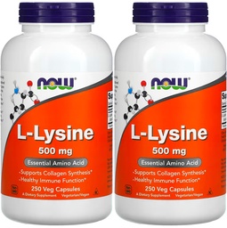 NOW Foods L-lysine 500 mg, 250 capsules (verpakking van 2)