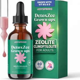JoySpring DetoxZee Zeolite Drops for Adults, B12 and D3, 60 Day