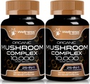 WELLESS LABSRX paddosupplement Capsules 10:1 Extract, Paddestoel Complex Capsules 1000mg, Lions Mane Supplement met Turkije staart, Cordyceps, Reishi - 2 Pack