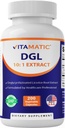 Vitamatic DGL Licorice 3800 mg Equivalent per portie (uit 10:1 Extract 380 mg) - 10X Sterker - Ondersteunt gezonde spijsverterings- en ademhalingsfuncties - 200 capsules