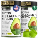 Biotine et collagène Peptide Gommies pour la croissance des cheveux, la peau et les ongles 120 Pcs (2 Pack) - 82000 Mgg - Biotine Chewables avec Keratin Max Strength - Gommies beauté pour les femmes et les hommes - sans sucre, non-OGM