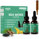 Sea Moss Liquid Drops Organic Irish Sea Moss with Ashwagandha Bladderwrack & Burdock Root, Liquid Sea Moss Supplement for Immune Support & Energy, Natural Flavor 30mL 2-Pack Women Men