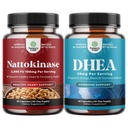 Bundle of Nattokinase Supplement for Healthy Heart Support - Traditional Japanese Natto Formula and DHEA Supplement - Pure DHEA 50mg for Hormone Balance - Dehydroepiandrosterone Capsules for Adults