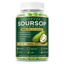 Qizfyzz Soursop Gummies, 8500mg Herbal Supplement with Sea Moss, Ashwagandha, Black Seed Oil, Moringa & Turmeric, Antioxidant, Immune, Energy, Skin & Joint Support, Non-GMO, 60 Gummies (1 Piece)