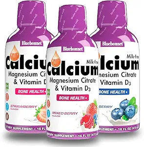 Bluebonnet Nutrition Citrate de calcium liquide Citrate de magnésium, vitamine D3 - Ensemble de bleuets, fraises et mélanges de baies, 3 bouteille de 16 Fl Oz chacune (48 Fl Oz Total)