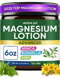 Magnesium Lotion with Arnica, MSM & Boswellia – Cooling Magnesium Cream – Lightweight Moisturizing Lotion for Legs & Feet – Safe for Kids – 6 fl oz