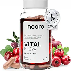 noro Vital Flow Advanced Blood Circulatie Supplement met Nitric Oxid Boost, Vitamine D3, Magnesium, Probiotische Blend, Veins Ondersteuning Non-GMO en Glutenvrije 60 Capsules